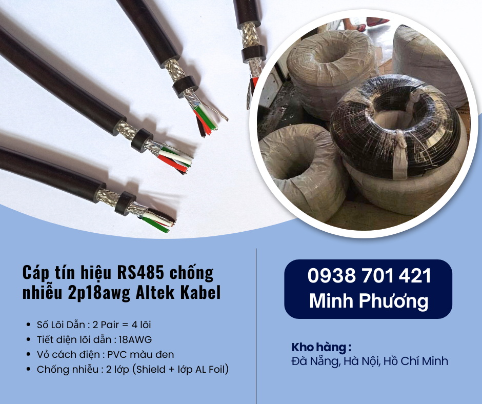 Cáp tín hiệu RS485 chống nhiễu 2p18awg Altek Kabel tại Đà Nẵng, Quảng Ngãi, Bình